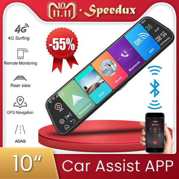 4G 10 Inch Car Rearview Mirror Car DVR ADAS Android FHD Auto Recorder GPS Navigation Dash Camera Rear View Camera Night Vision