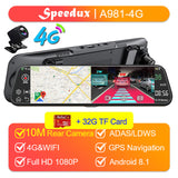 4G 10 Inch Car Rearview Mirror Car DVR ADAS Android FHD Auto Recorder GPS Navigation Dash Camera Rear View Camera Night Vision