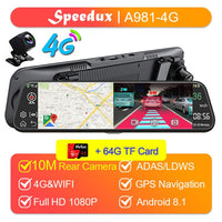4G 10 Inch Car Rearview Mirror Car DVR ADAS Android FHD Auto Recorder GPS Navigation Dash Camera Rear View Camera Night Vision
