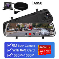 Car DVR 10" Stream RearView Mirror Touch screen Super night vision 1080P Dash Cam Camera Video Recorder Auto Registrar Dashcam