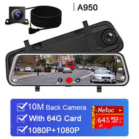 Car DVR 10" Stream RearView Mirror Touch screen Super night vision 1080P Dash Cam Camera Video Recorder Auto Registrar Dashcam